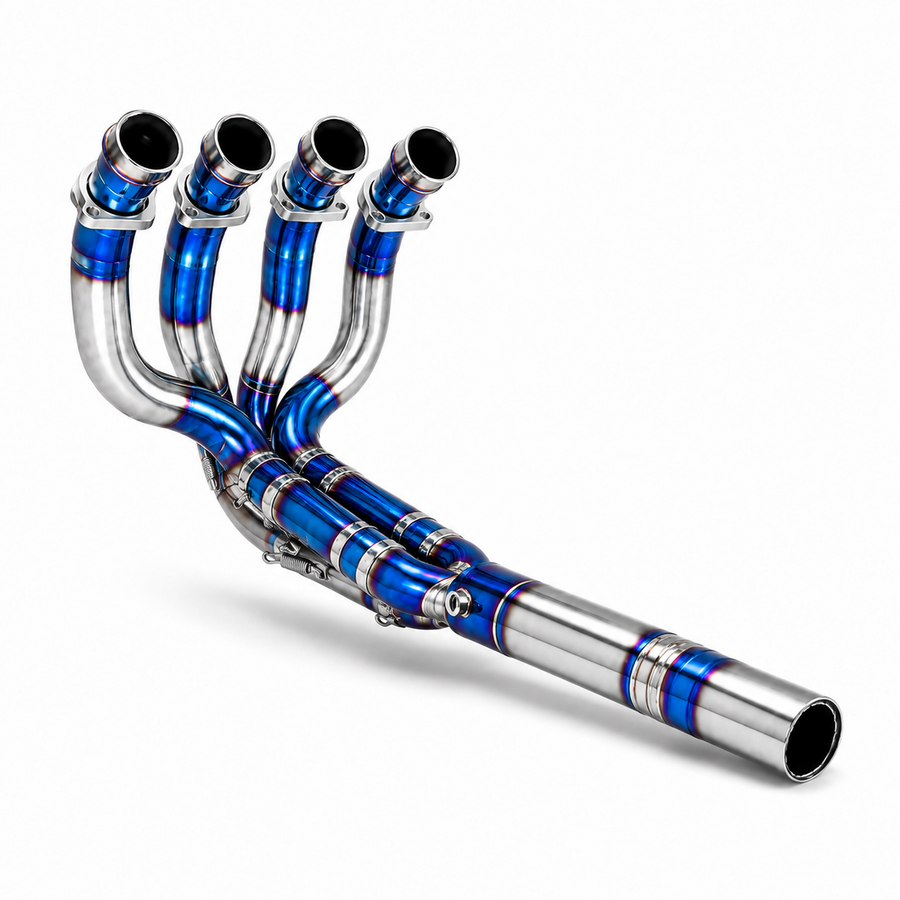 Kawasaki H2 SX SE Ninja Header & Mid-Pipe Assembly - Titanium Alloy Blued