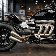 Triumph Rocket 3 GT Single-sided dual output Header & Mid-Pipe Assembly - Titanium Alloy Electronic valve