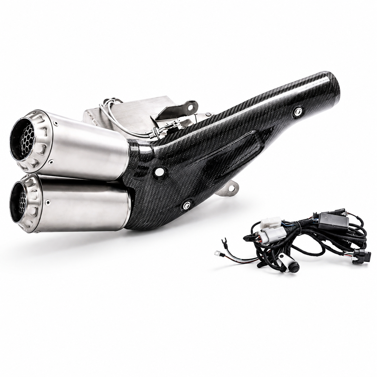 Triumph Rocket 3 GT Single-sided dual output Header & Mid-Pipe Assembly - Titanium Alloy Electronic valve