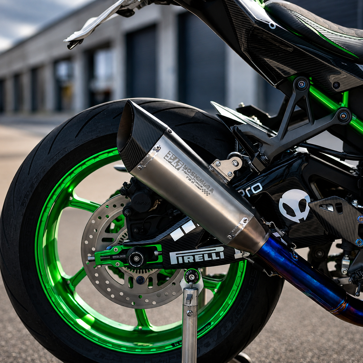 Kawasaki ZH2 Header & Mid-Pipe Assembly - Titanium Alloy Blued 2021
