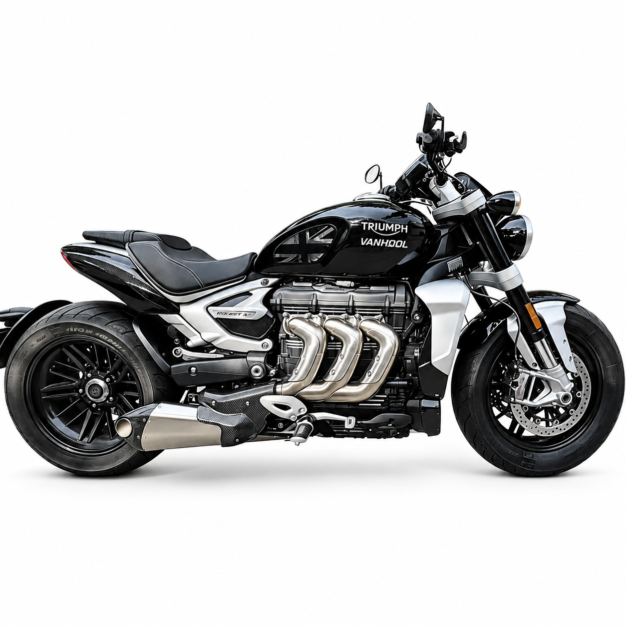 Triumph Rocket 3 GT Dual-exit Header & Mid-Pipe Assembly - Titanium Alloy Electronic valve