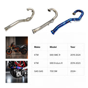 KTM 690 SMC R Enduro R Header & Mid-Pipe Assembly - Stainless Steel Titanium Alloy