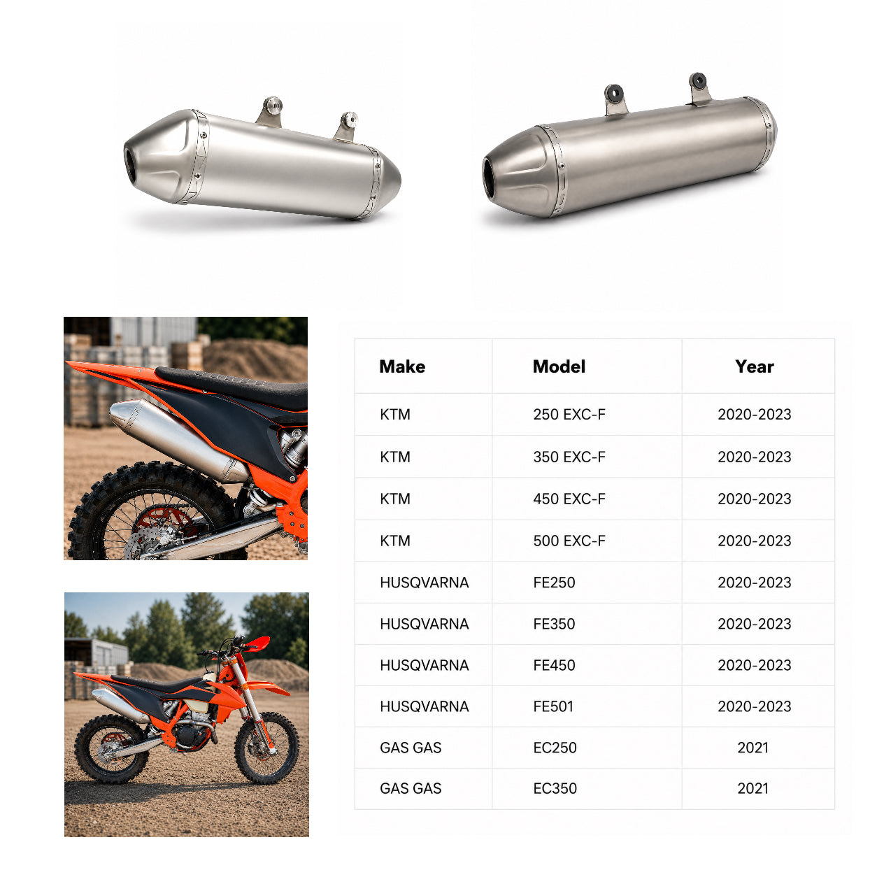 GAS GAS 250/350 EC 2021 Header & Mid-Pipe Assembly - Stainless Steel Titanium Alloy