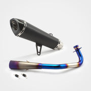 Honda Forza350 2022~2025 Header & Mid-Pipe Assembly - Stainless Steel Blued 60mm black