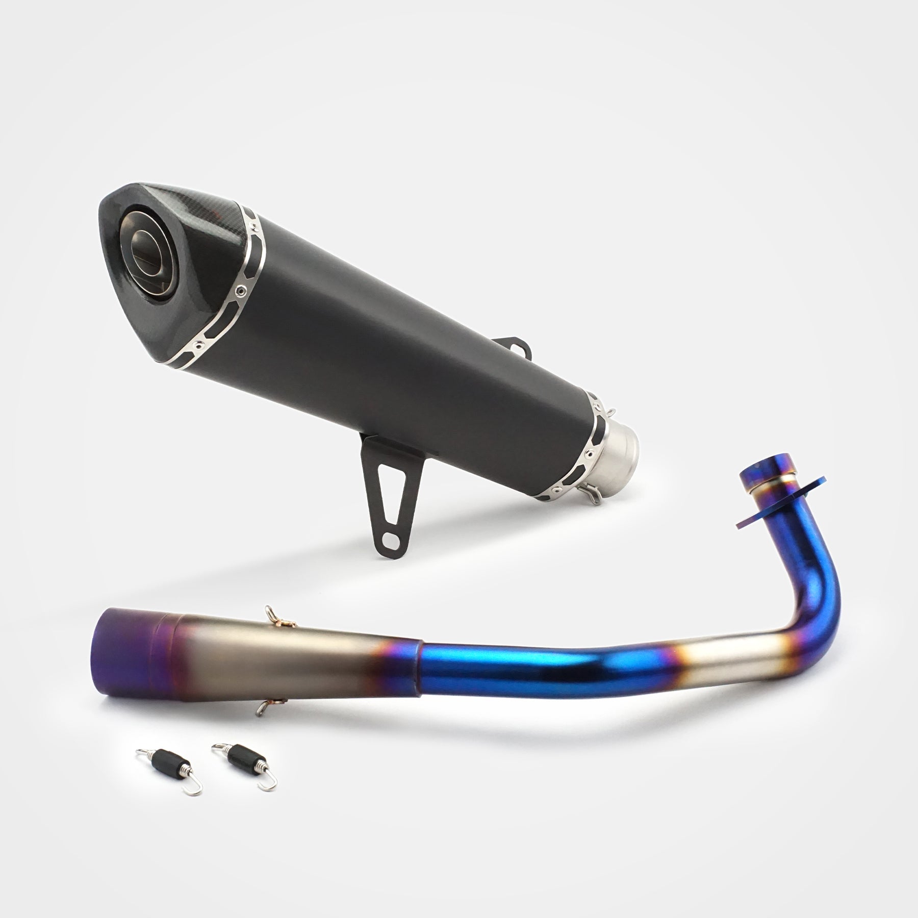 Honda Forza350 2022~2025 Header & Mid-Pipe Assembly - Stainless Steel Blued 60mm black