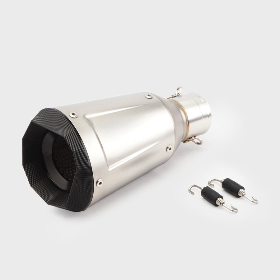 51/60mm Muffler Exhaust Muffler - Stainless Steel Real Elongated, oval-conical neck