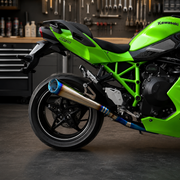 Kawasaki H2 SX SE Ninja Header & Mid-Pipe Assembly - Titanium Alloy Blued