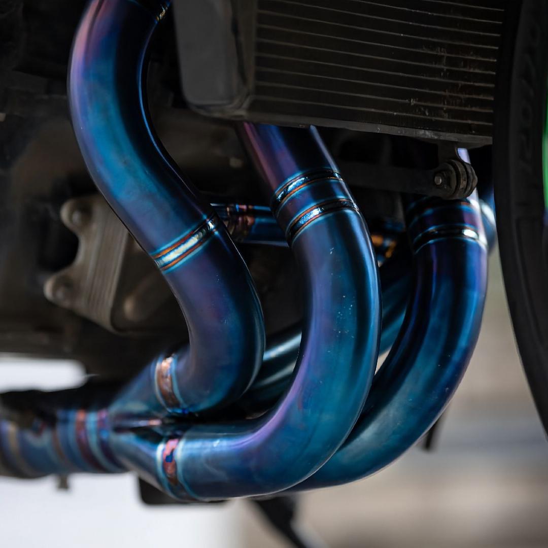 Kawasaki ZH2 Header & Mid-Pipe Assembly - Titanium Alloy Blued 2021