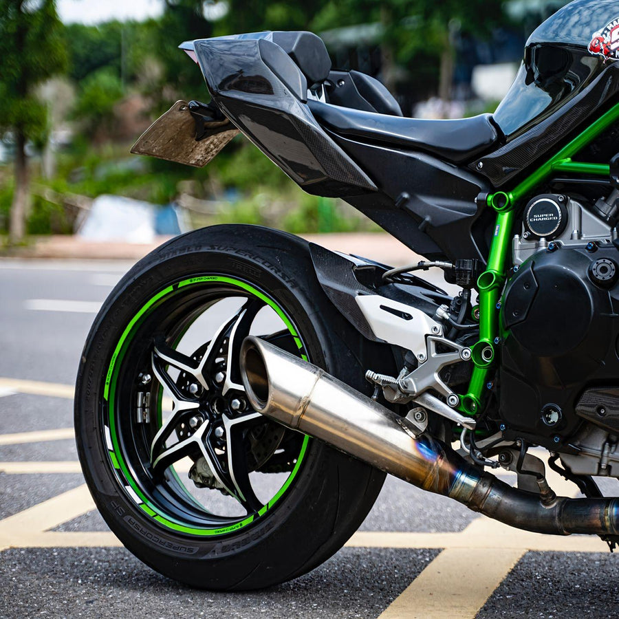 Kawasaki H2/H2R Ninja Header & Mid-Pipe Assembly - Titanium Alloy Blued